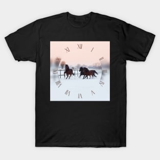 Galloping horses, winter time T-Shirt